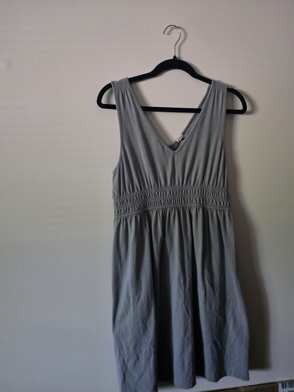 J. Crew Sleeveless V-Neck Midi Dress in Light Grey